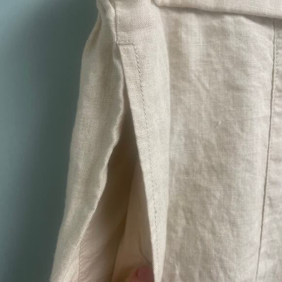 Eileen Fisher Linen Pull On Pants Women Large Beige Khaki Beachy Coastal Minimal - Picture 4 of 4